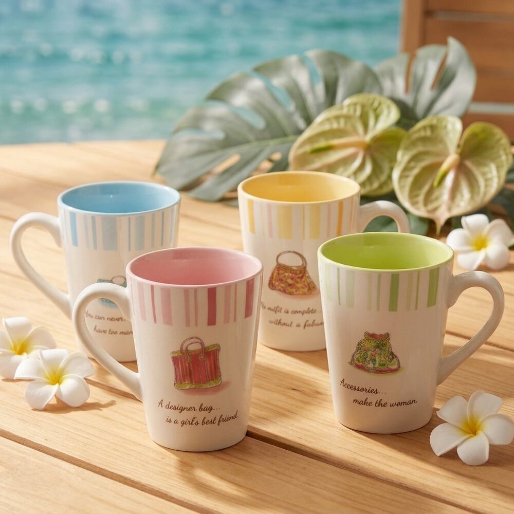 Rosanna "Accessories Make the Woman" Teacups / Espresso Mugs (Set of 4)